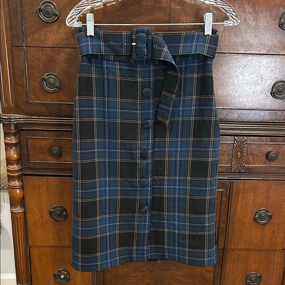Maeve Pencil Skirt Plaid Fully Lined